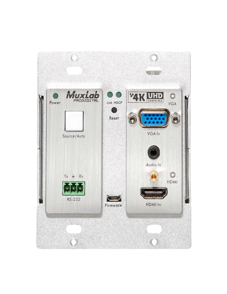 HDMI: transmisor de placa de pared VGA/audio, UHD-4K